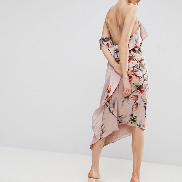 ASOS Cami Ruffle Front Floral Midi Dress - Picture 3 of 6
